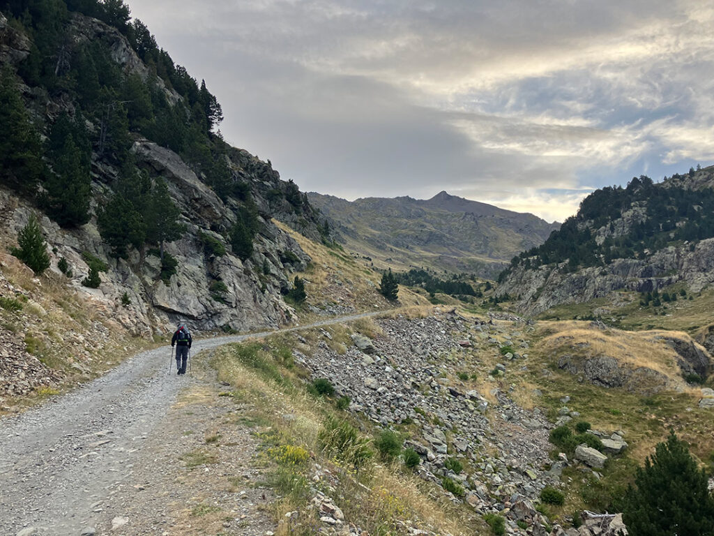 Christer hiking on a dirtroad in the mountain