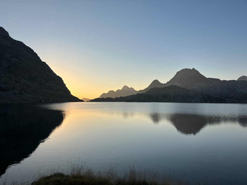 Early morning, sunrise over lake