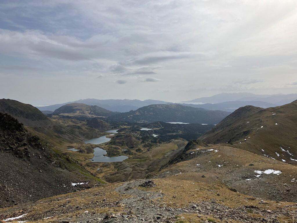 View from Pic du Carlit over the lakes